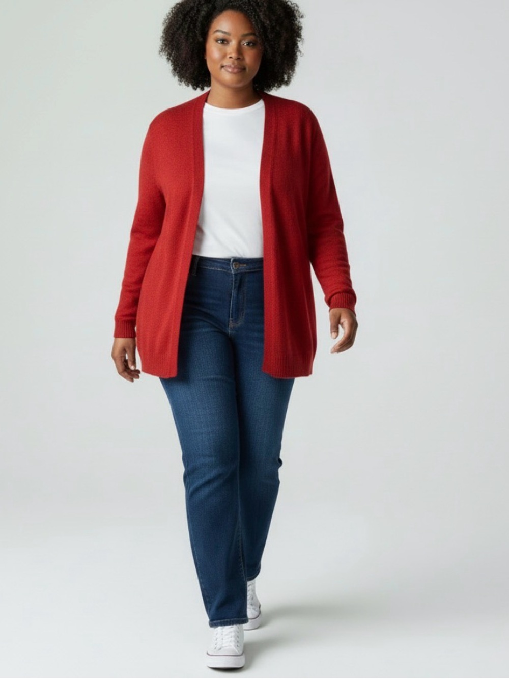 Catherines Sweater Plus Size 3X Open Front Cardigan Red Metallic Holiday Sparkle